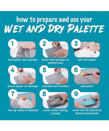 WetNDri Stay Wet Palette Kit for Acrylic Miniature Painting - 50pc Pallet Paper, 2 Sponge, Warhammer 40K Model Paint Brush Holder - Paint Mixing Storage Container with Lid - Buy Online on GoSupps.com