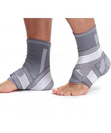 Neotech Care Ankle Brace Support - Adjustable Compression Strap - Grey - Size M 1 Pair - Buy Online on GoSupps.com