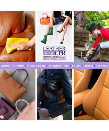 Leather CPR Cleaner & Conditioner Kit with Microfiber Applicator - Restores, Protects & Prolongs Life of Furniture, Handbags, Car Seats, Jackets & Saddles - 18 Ounce Pack - Buy Online on GoSupps.com