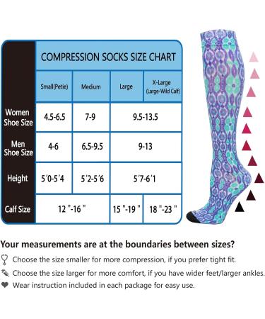 Compression Stockings for Men & Women | 20 30 mmHg | Ideal for Nurses Travel & Pregnancy | 3 Pairs Print Mix | X-Large - Buy Online on GoSupps.com