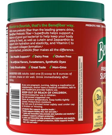 Benefiber Prebiotic Fiber + Superfruits Dietary Supplement Strawberry Dragon Fruit Flavor 8.8 oz (250g) - Buy Online on GoSupps.com