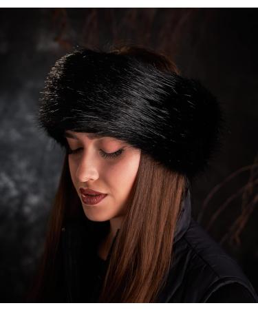 Futrzane Faux Fur Headband for Women - Stylish Black Fox Winter Accessory - Buy Online on GoSupps.com