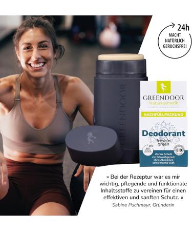  GREENDOOR GREENDOOR Fresh N Green Deodorant Refills - 3 Pack - 40g - Aluminium Free - Safe Protection - Vegan - Extra Fresh Scent - Plastic Free - Buy Online on GoSupps.com