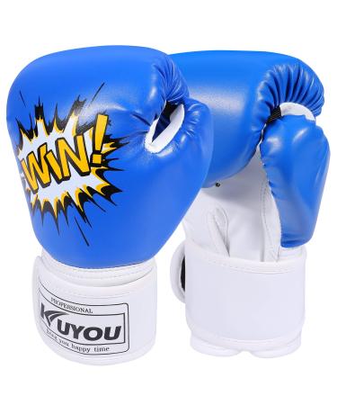 Kids Boxing Gloves, Pu Kids Children Cartoon Sparring Boxing Gloves Training Age 3-9 Years Blue