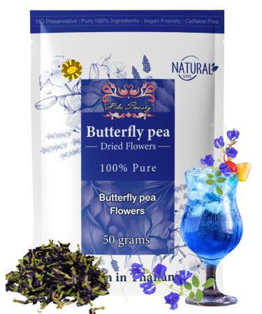 Hida Beauty Butterfly pea Flowers 50g Floral Flora for Gift Premium Clitoria Ternatea Dried whole flowers Wonderful Beautiful Color Tea