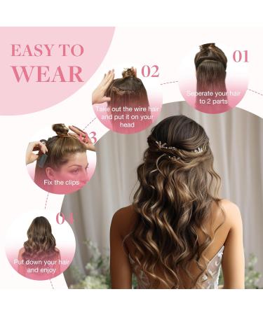 Buy GOO GOO Wire Hair Extensions - 16 Inch 95g Walnut Brown Ash Blonde Balayage Invisible Seamless Fish Line | International Shipping - Buy Online on GoSupps.com