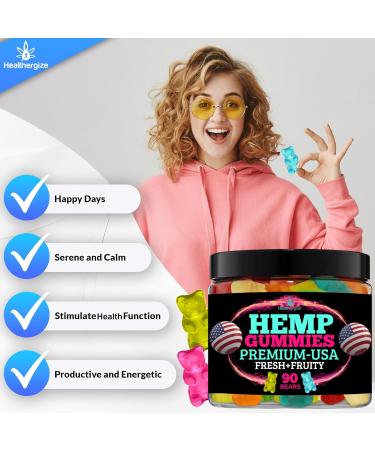 Hemp Gummies for Relaxation and Rest-Natural Hemp Oil Gummies, Fresh Fruity Flavors Tasty Relief-Made in USA-High Potency Gummy Edibles-Extra Strength 90 Bears - Buy Online on GoSupps.com