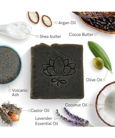 Bright Lotus Obsidian Soap Bar - Purifying Volcanic Ash Exfoliating & Detoxifying Handmade Soap (100g) - Ideal for Glowing Skin - Buy Online on GoSupps.com