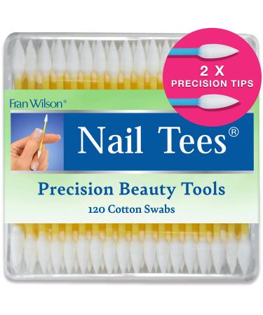 Fran Wilson NAIL TEES COTTON TIPS 120 Count (2 PACK) - The Ultimate Nail Tool Multi-Purpose Double-sided Swabs with Pointed Ends for Precise Touch-ups and the Perfect At-Home Manicure & Pedicure