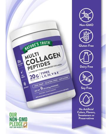 Nature's Truth Multi Collagen Peptide Powder | 9 oz | Type I II III V X | Unflavored | Non-GMO & Gluten Free Supplement - Buy Online on GoSupps.com