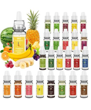 Food Flavoring Oil, 24 Liquid Lip Gloss Flavoring Oil - Concentrated Candy Flavors for Lip Balm, Baking, Cooking, Soap and Slime Making - Water & Oil Soluble - .2 Fl Oz (6 ml) Bottles