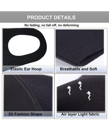 10pcs Washable Reusable Breathable Black Cloth Face Masks | Adult Size | Soft Elastic | Windproof | 3D Design - Buy Online on GoSupps.com
