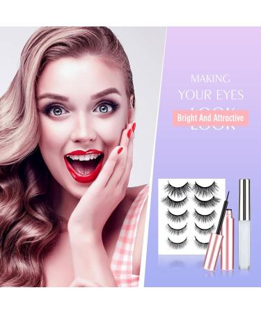 Magnetic Eyelashes and Magnetic Eyeliner Kit 5 Pairs 3D Reusable Magnetic False Lashes and 2 Tubes of Magnetic Eyeliner Easy to Wear Waterproof Long Lasting Natural Eyelashes - Buy Online on GoSupps.com