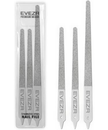 3PCS Stainless Steel Nail File Set - 100 Grit Buffer for Manicure and Pedicure - Ideal for Thick Toenail and Fingernails - Home and Professional Use - Buy Online on GoSupps.com
