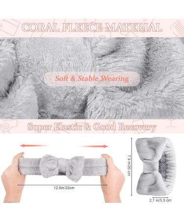 Premium Coral Fleece Spa Headband for Women | Elastic Hair Wrap | Ideal for Makeup Shower & Skin Care - Gray - Buy Online on GoSupps.com