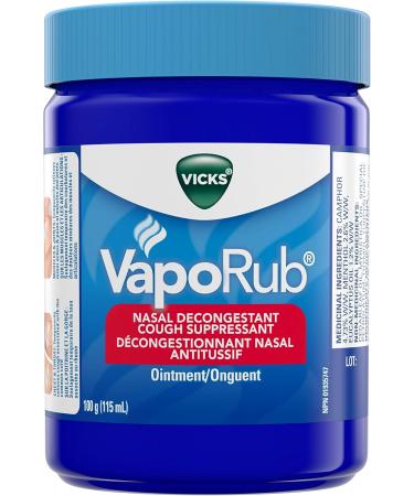 Vicks VapoRub Nasal Decongestant Cough Suppressant Relief from Cold Aches & Pains Chest Rub Ointment Original Scent 100 g/115 mL 115 mL Original - Buy Online on GoSupps.com