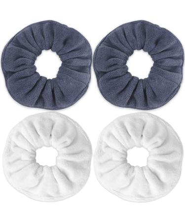 IVARYSS Super Towel Scrunchies for Drying Hair, Absorbent and Soft Microfiber for Frizz Free, Large Thick Ponytail Holder Wet Hair Accessories for Women and Girls, 4 PCS (White Grey) - Buy Online on GoSupps.com