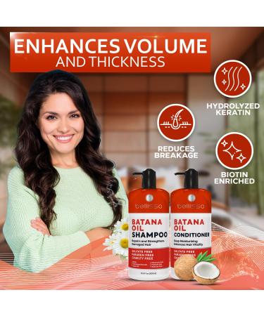 Batana Oil Shampoo & Conditioner Set | Thickening Hair Care for Men & Women | Sulfate Free Biotin & Keratin for Volumizing Fine Hair - Buy Online on GoSupps.com