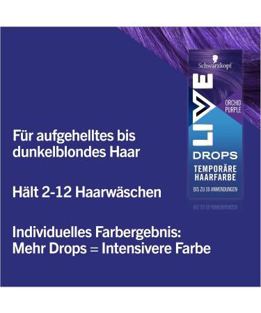  LIVE Schwarzkopf Live Color Drops Orchid Purple (30ml) Dosable Color Drops for a Custom Look Dye Mix with Conditioner Temporary Hair Dye Lasts Up to 12 Washes - Buy Online on GoSupps.com
