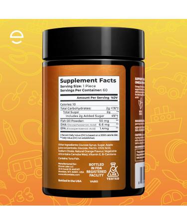 ELICORE Kids Omega 3 Gummies DHA & EPA Fish Oil Supplement for Brain, Vision & Immune Health - Non-GMO, Gluten-Free Orange Flavor Chewable Omega 3 for Kids Gummy 4+ - 60 Count - Buy Online on GoSupps.com