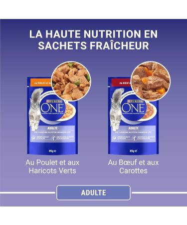 PURINA ONE Adult Tapered in Sauce Assorted Flavors Chicken and Beef Meal Bags for Adult Cats 4x85g | Pack of 12 - Buy Online on GoSupps.com