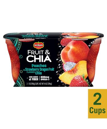 Del Monte Fruit & Chia Cup Snacks - Peaches in Strawberry Dragon Fruit - 2 Pack 7 oz - Buy Online on GoSupps.com