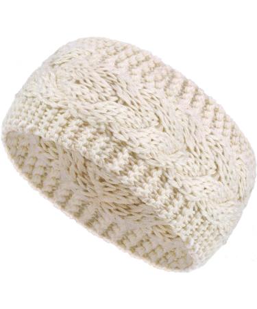 Winter Headband Wool Cable Knit Headband Hair Wrap Ear Warmer for Women (Beige) - Buy Online on GoSupps.com