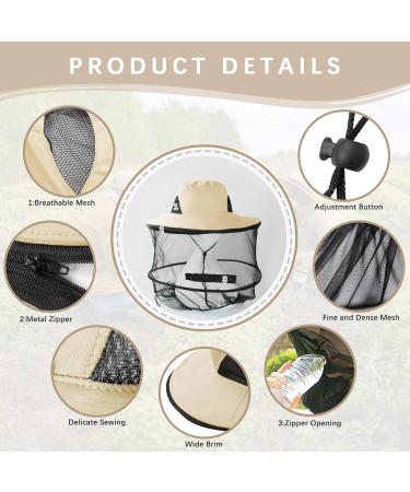 Mosquito Hat with Removable Netting | Midge Head Net for Outdoor Activities | Beige - Buy Online on GoSupps.com