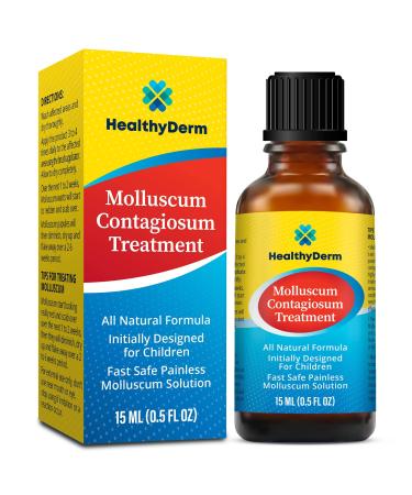 Molluscum Contagiosum Treatment, Fast, Safe, Painless, All Natural Molluscum Contagiosum Solution for Children and Adults, 15 mL, 1 Month Supply by HealthyDerm, 0.5 Fl Oz (Pack of 1)