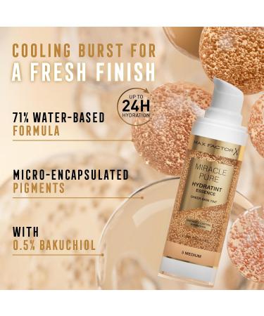 Max Factor Miracle Pure Hydratint Essence Foundation 7 deep up to 24 hours hydration 71 waterbased formula natural coverage vegan formula - Buy Online on GoSupps.com