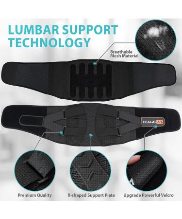 AONOKOY Back Brace for Lower Back Pain Relief | Lumbar Support Belt for Herniated Disc, Sciatica, Scoliosis | Dual Adjustable Straps, 7 Stays | Men Women L/XL (29.5-41.3) Black - Buy Online on GoSupps.com