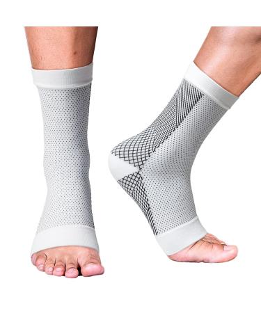 Plantar Fasciitis Relief Socks  Neuropathy Socks for Women And Men  Ankle Compression Sleeve Achilles Tendonitis Relief socks for Neuropathy Pain Foot Swelling (White L/XL) L/XL White
