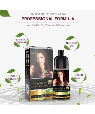 Herbishh Magic Hair Dye Shampoo for Gray Hair - 500ml Long Lasting 3-in-1 Ammonia-Free Hair Color (Burgundy) - Buy Online on GoSupps.com