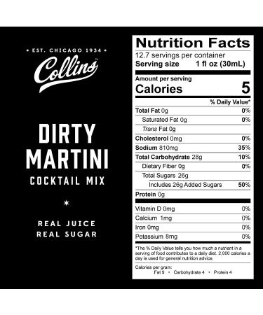 Collins Dirty Martini Mix - 12.7 Fl Oz - Made with Real Olive Brine - Classic Cocktail Recipe Ingredient - Bold Flavor - 25.4 Oz - Buy Online on GoSupps.com