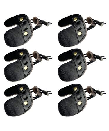 Miokun 2/6 Pack Leather Archery Finger Tabs, Adjustable Finger Guard Protective Gear,Right Hand