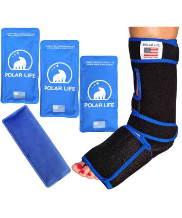 Polar Life Ankle Ice Pack Wrap & Foot Ice Pack | Ankle and Foot Hot and Cold Pack Therapy for Achilles Tendonitis Plantar Fasciitis Ankle Sprain Heel Spur & Bursitis | Bonus Ice Pack Included