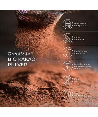 GreatVita Organic Cocoa Powder 800g | Pure Raw Powder for Drinks & Baking | Natural Additive-Free - Buy Online on GoSupps.com