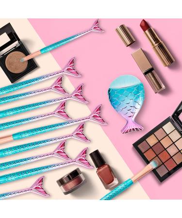 Ykkj 11-Piece 3D Mermaid Makeup Brush Set | Professional Cosmetics Brush Set for Foundation Blush Eyeshadow & More | International Shipping Available - Buy Online on GoSupps.com