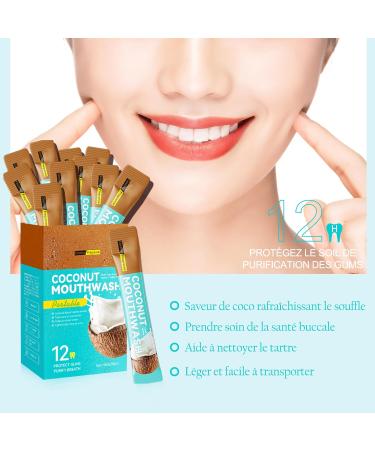 Format Voyage Bain de Bouche Huile de Coco et de Menthe Poivr e Sans Alcool Haleine Fra che 12h Anti Tartre liminer la Mauvaise Haleine et la plaque dentaire Sant des dents 20 Sachets - Buy Online on GoSupps.com
