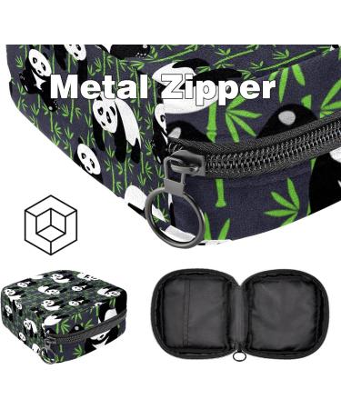 Portable Cute Panda Storage Bags for Women's Bandages & Menstrual Pads Gray Bamboo Pattern for School & Office - Buy Online on GoSupps.com