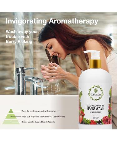 Aromatherapy Luxury Liquid Hand Soap - Vegan & Moisturizing with Aloe Vera & Botanical Oils | Berry Scent | 16 Oz for Bathroom & Kitchen - Buy Online on GoSupps.com