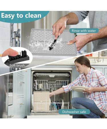 Qishare Leak Mat for Dogs - Peanut Butter Suction Cup Mat with Spatula & Brush for Easy Cleaning | Ideal for Bathing & Pet Care (Gray) - Buy Online on GoSupps.com