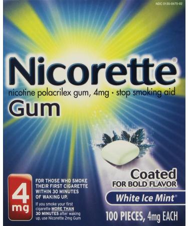 Nicorette OTC Stop Smoking Nicotine Gum 4mg-White Ice Mint-100 ct.