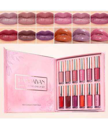 12 Colors Liquid Lipstick Makeup Set | Velvet Matte Nude Lip Gloss | Long-Lasting & Waterproof | Non-Stick Cup | Gift for Women - Buy Online on GoSupps.com