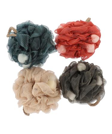 4pcs Bath Scrub Ball Bathroom Sponge Exfoliating Body Scrubber Mesh Shower Sponge Shower Pouf Exfoliating Bath Sponge Loofa Portable Tub Shower Body Scrubber Bath Ball Cartoon