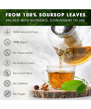 Lavendium 120+ Premium Soursop Graviola Dried Leaves 120-140 Natural Leaves Whole Soursop Leaves Wildcrafted Graviola Soursop Hoja Guanabana Soursop Loose Leaf Herbal Tea No Gluten Vegan Soursop Leaves 120 Bags - Buy Online on GoSupps.com