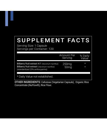 Premium Bilberry Extract 1000mg - 120 V-Capsules, 25% Anthocyanins, European Blueberry, Vegan & Gluten Free, Made in USA - Buy Online on GoSupps.com