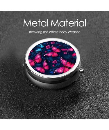 Round Pill Box - Mini Travel Medicine Organizer | Butterfly Design | Perfect for Purse & Pocket - Buy Online on GoSupps.com