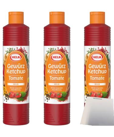 Hela Ketchup Spice Set of 3 Sweet Tomato (3 x 800 ml Tubes) + Block usy