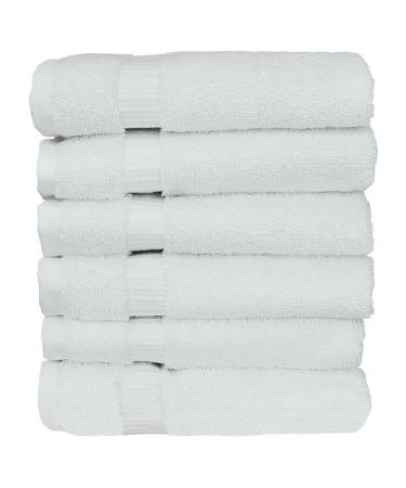 BC BARE COTTON 1 Eco Products (Washcloths - Set of 6  White) Washcloths - Dobby Border White